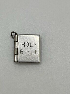 Vintage 925 Sterling Silver Art Deco Holy Bible Mini Charm Pendant